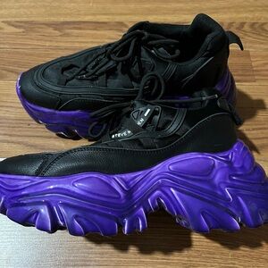 Steve Madden Black and Purple Chunky Sneakers